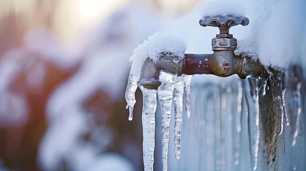 Pipe faucet covered in ice